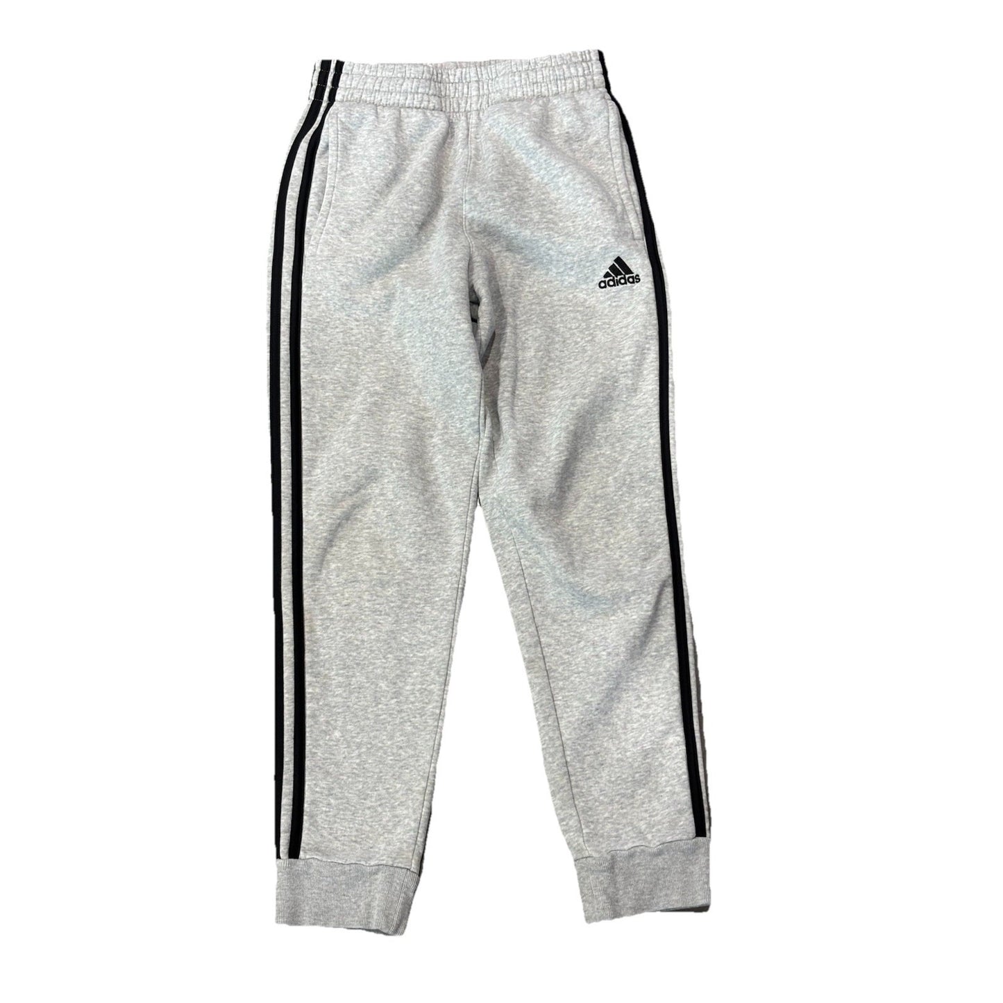 Adidas 3 Stripe Fleece Joggers In Gray Size YM