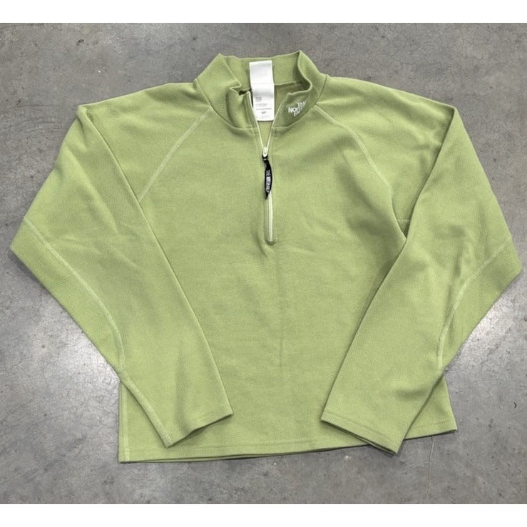 The North Face Cropped Top Womens Small Long Sleeve Pullover 1/2 Zip Green