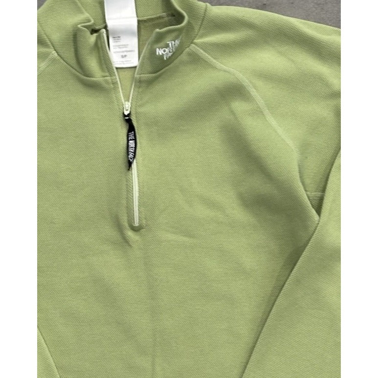 The North Face Cropped Top Womens Small Long Sleeve Pullover 1/2 Zip Green