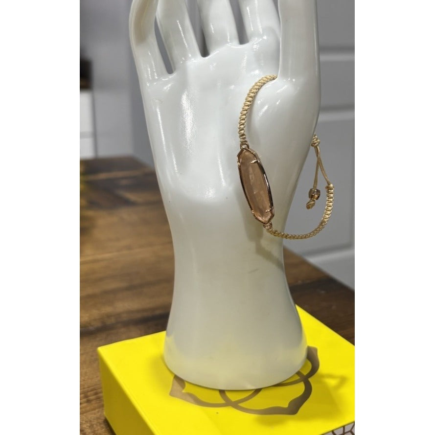 Kendra Scott Tan Corded Braided Friendship Bracelet With Champagne Stone