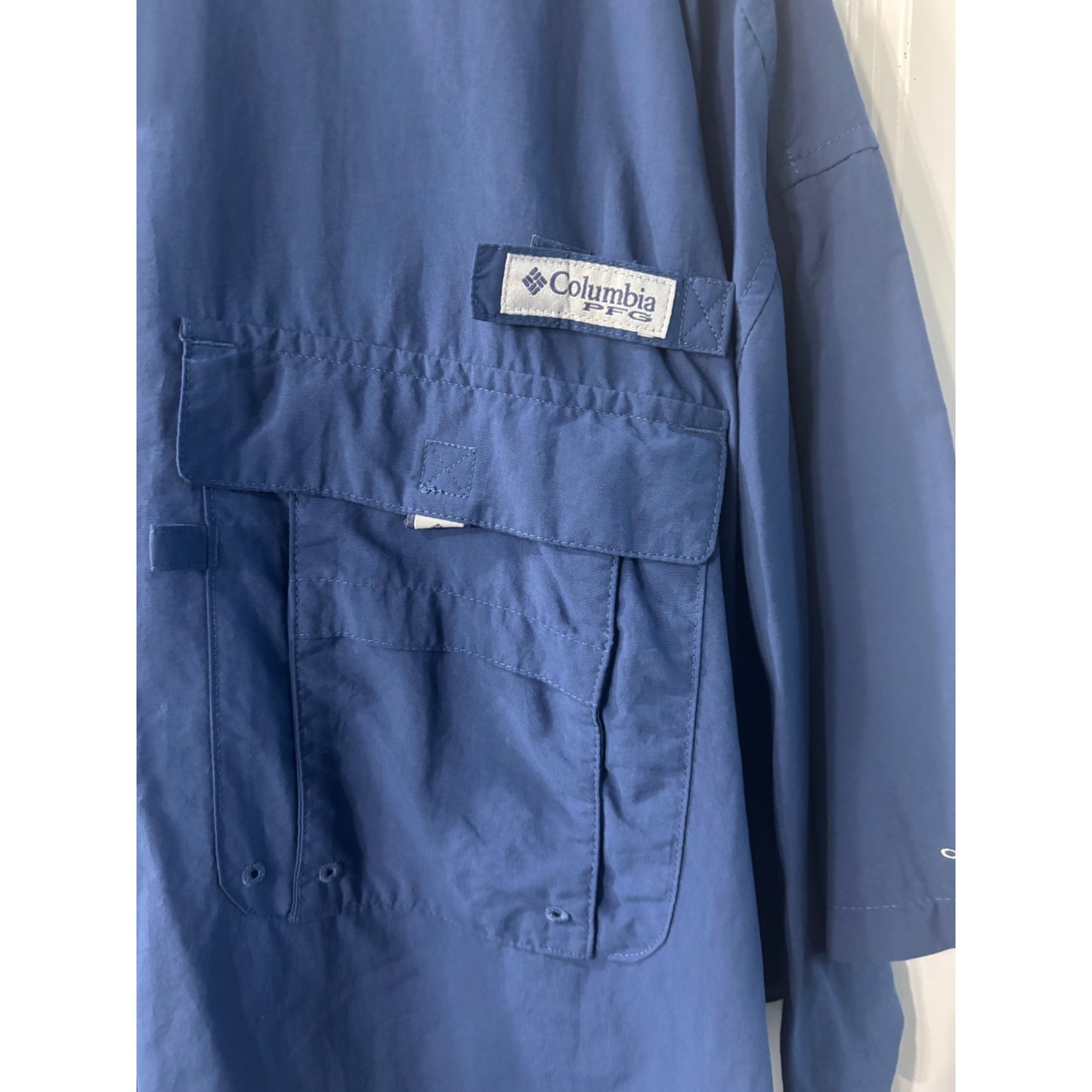 Columbia Mens PFG Bahama II Blue Short-Sleeve Button-Down Fishing Shirt Size 4XLT