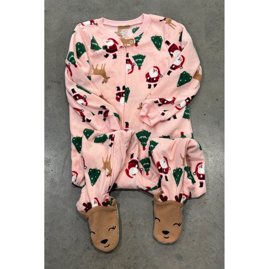 Baby Fleece Footed Pajamas With Santa & Reindeer Pattern Size 4T  Child Of Mine By Carters