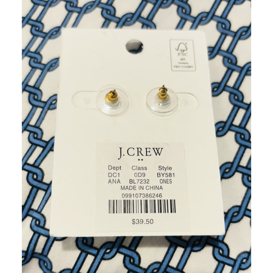 J Crew Navy And White Pearl And Bow Statement Earrings NWT
