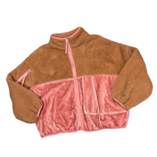 UGG  W Marlene Sherpa full zip Large Jacket pink and brown