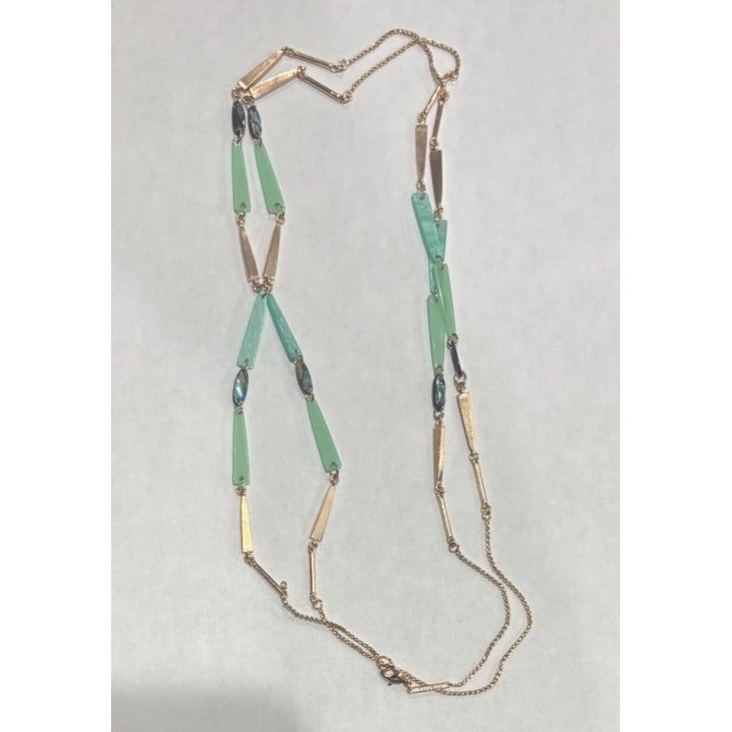 Kendra Scott Rose Gold Station Necklace In Mint Green Shell And Abalone