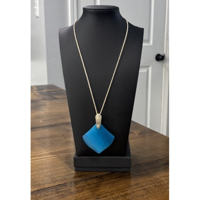 Blue Kendra Scott Gold Aislinn Necklace Teal Agate Adjustable