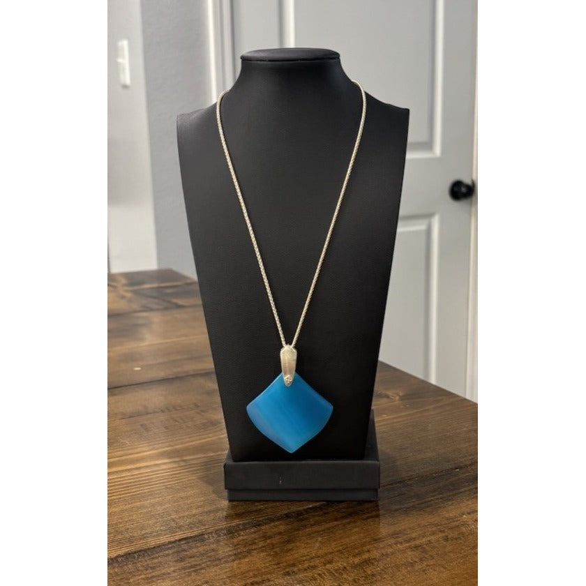 Blue Kendra Scott Gold Aislinn Necklace Teal Agate Adjustable