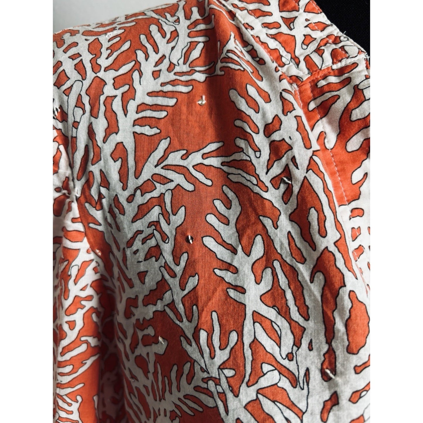 Tory Burch Womens Size 6 Orange Long Sleeve Cotton Tunic Blouse