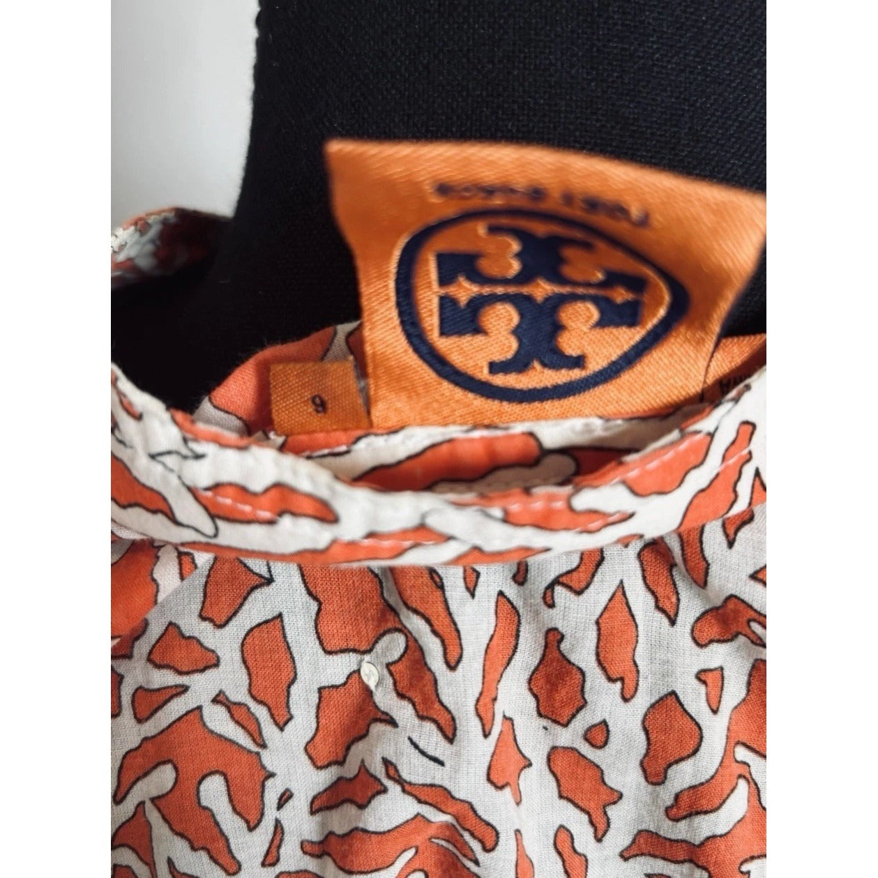 Tory Burch Womens Size 6 Orange Long Sleeve Cotton Tunic Blouse