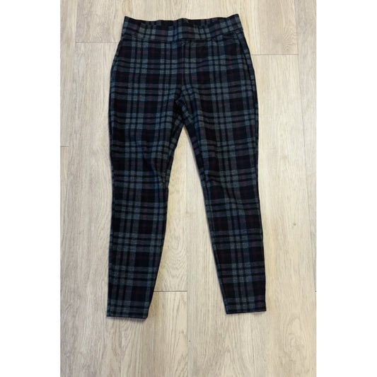 Maurices Pants Womens Size M Gray Plaid Polyester Stretch Skinny Ankle