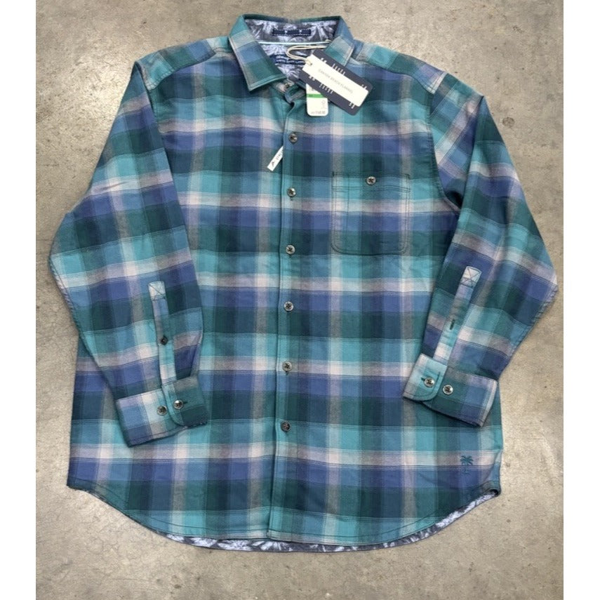 Tommy Bahama Canyon Beach Fireside Check Flannel Button-Up Shirt Size Large NWT