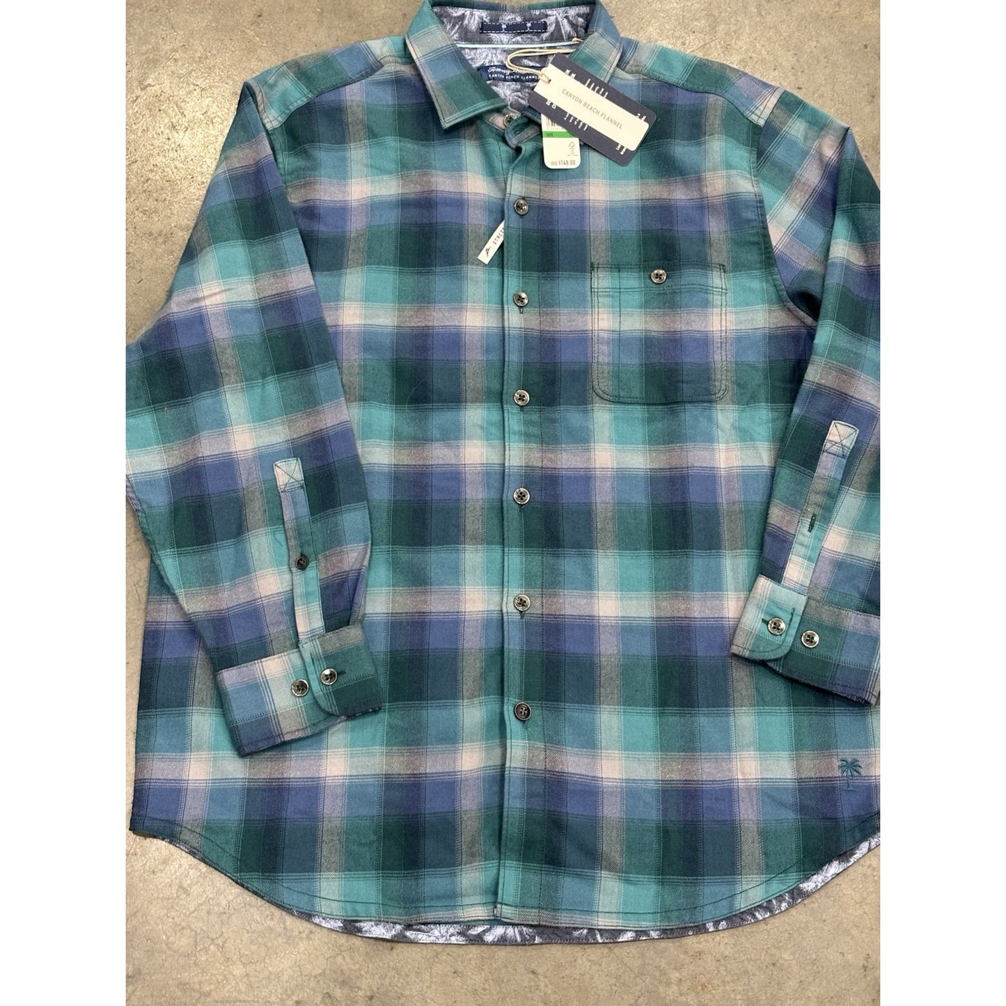 Tommy Bahama Canyon Beach Fireside Check Flannel Button-Up Shirt Size Large NWT
