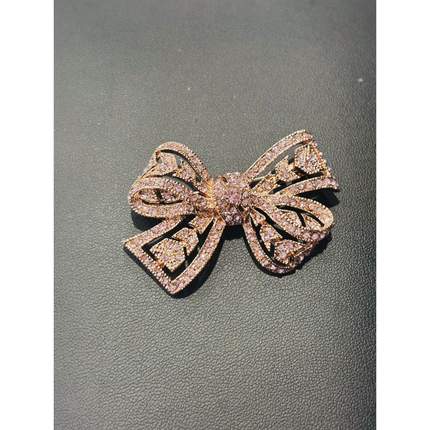 Kenneth Jay Lane Rose Pink Rhinestone Bow Pin Brooch New In Box