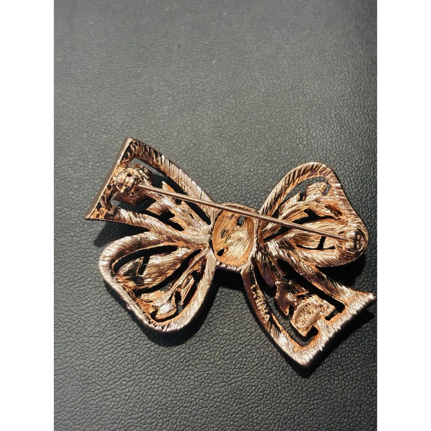 Kenneth Jay Lane Rose Pink Rhinestone Bow Pin Brooch New In Box