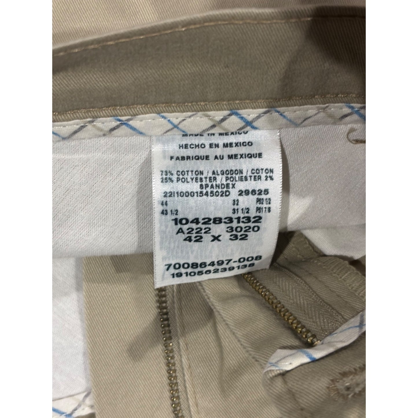 Lee Mens Khaki Pants 42x32 Relaxed Fit