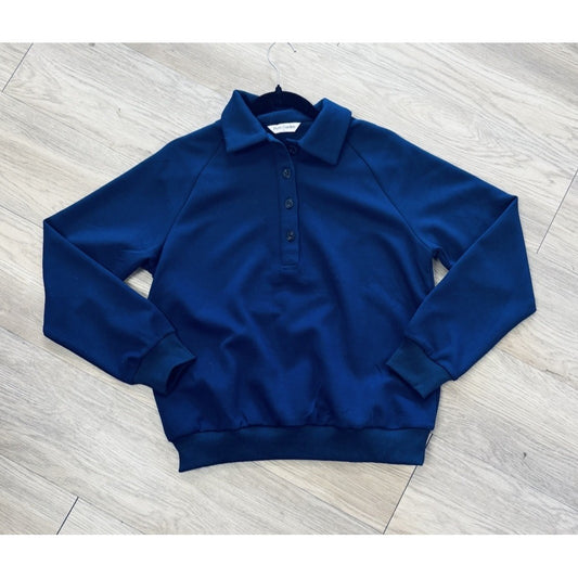 Pretty Garden Collared Sweatshirt Navy Size Small