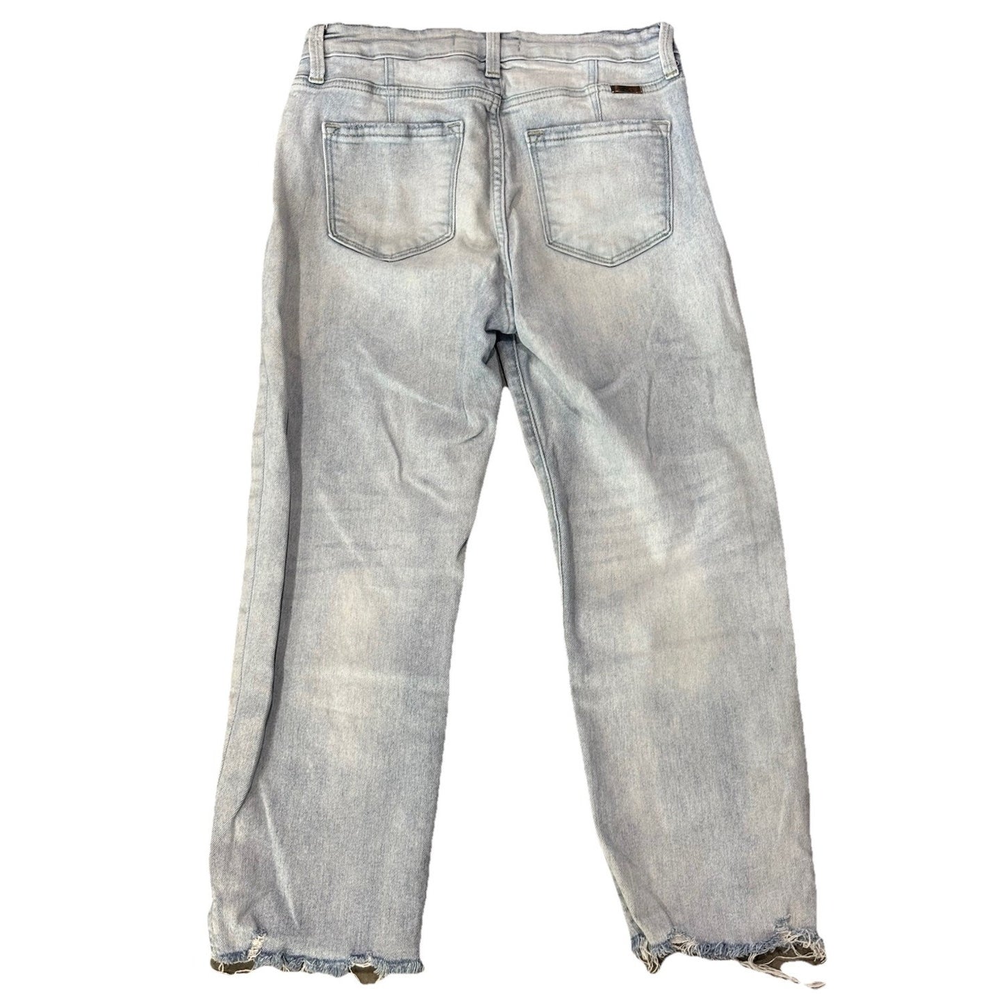 KanCan High Rise Button Fly Cropped Jean Light Wash Denim Womens Size 27 Relaxed